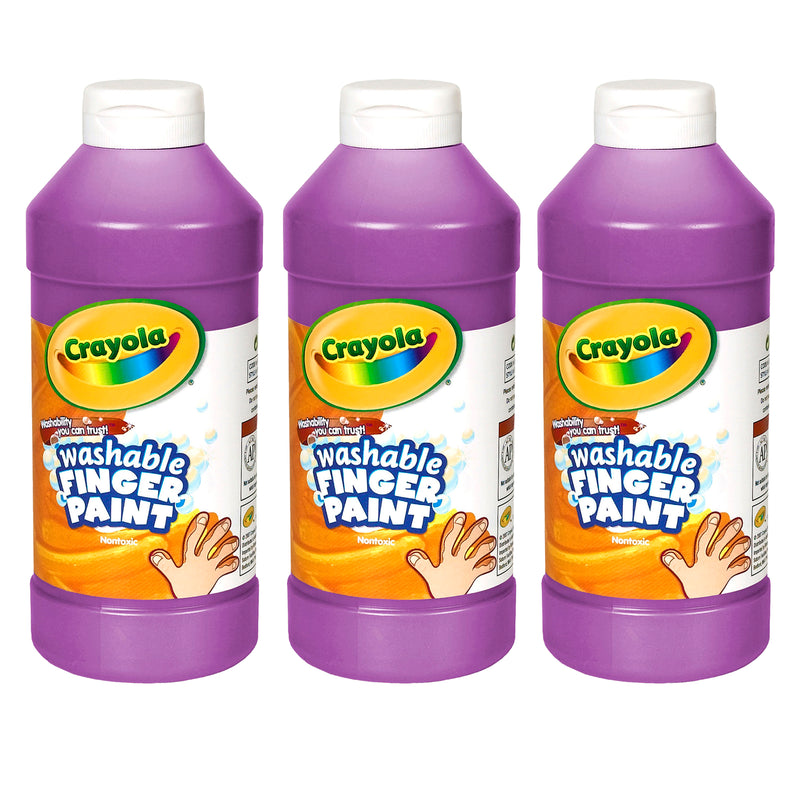 (3 Ea) Washable Fingerpaint 16oz Violet
