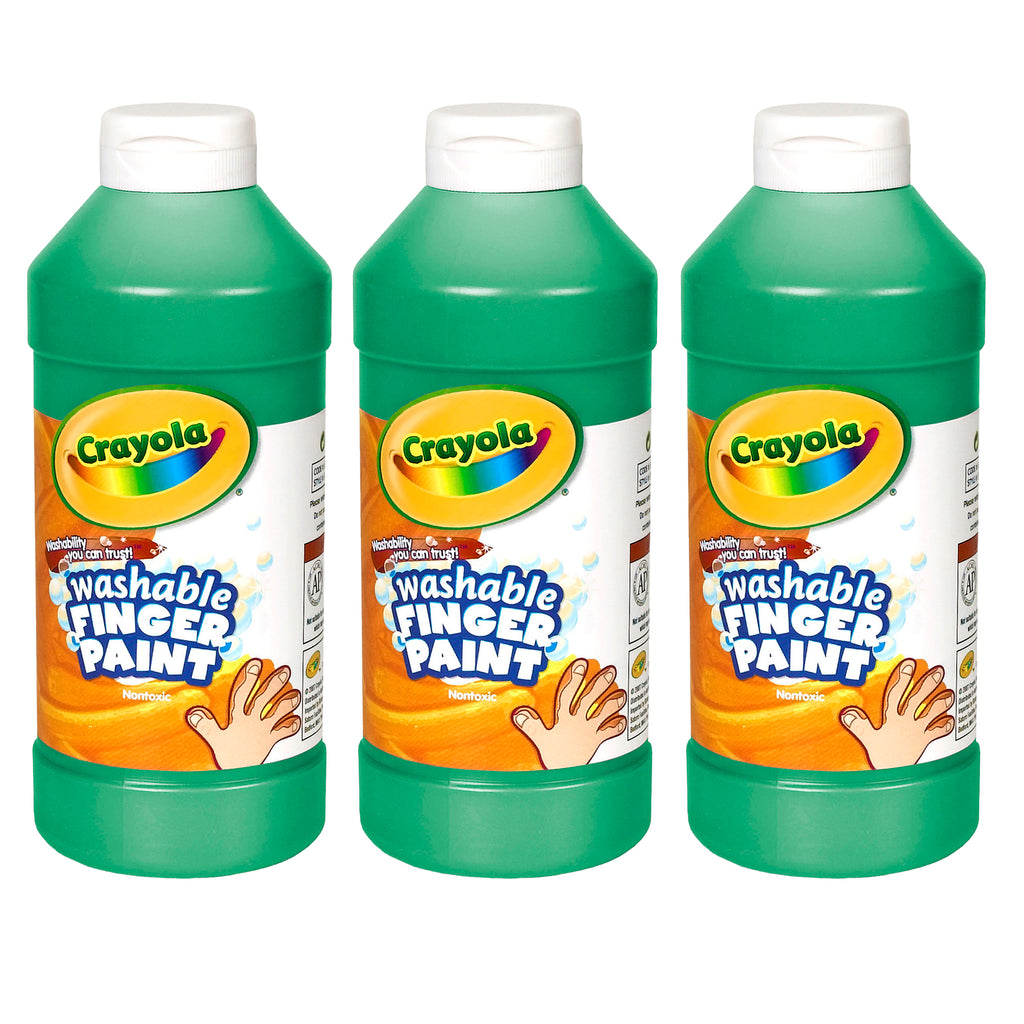 (3 Ea) Washable Fingerpaint 16oz Green