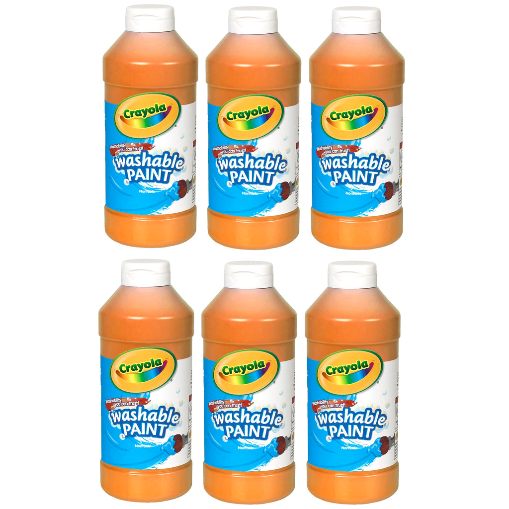 (6 Ea) Crayola Washable Paint 16oz Orange