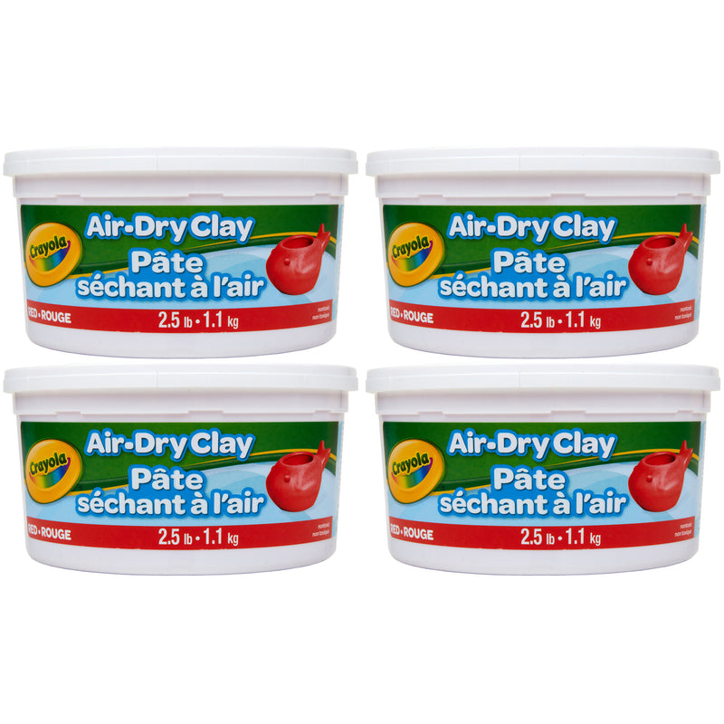 (4 Ea) 2.5lb Air Dry Clay Tub Red