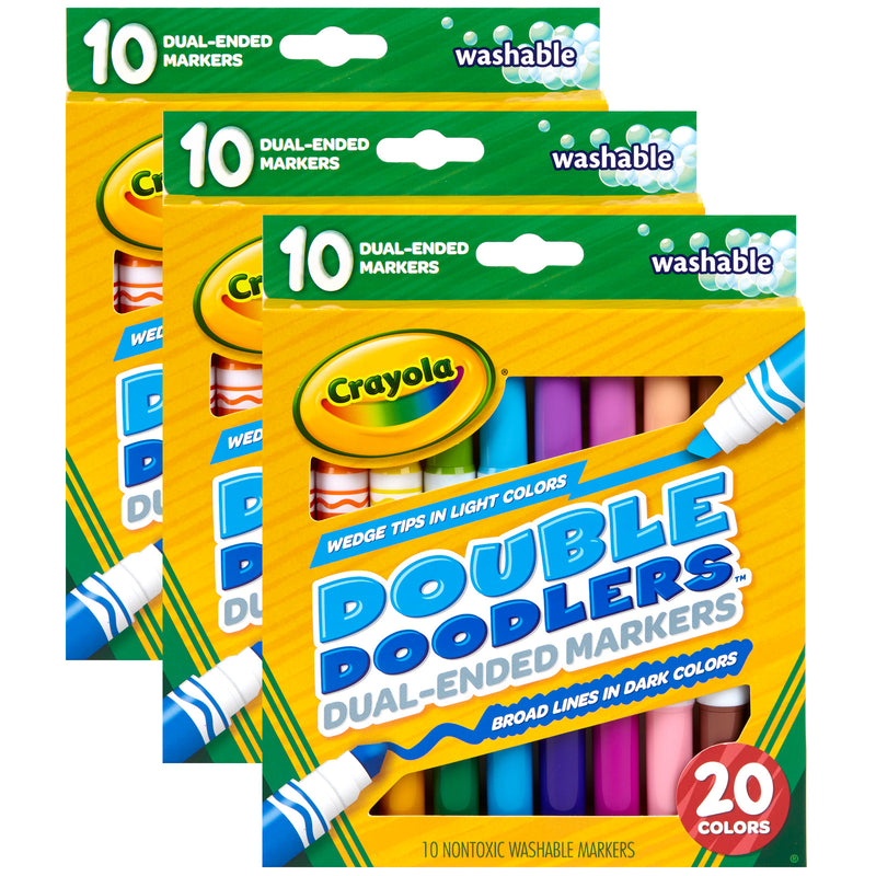 (3 Pk) 10ct Wshble Double Doodlers