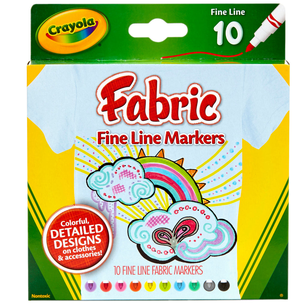 Crayola Fine Line Fabric Markers 10 Colors