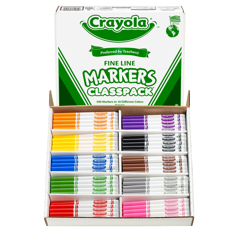 Crayola Classpack Markers 200 Ct Non Washable Fine Tip
