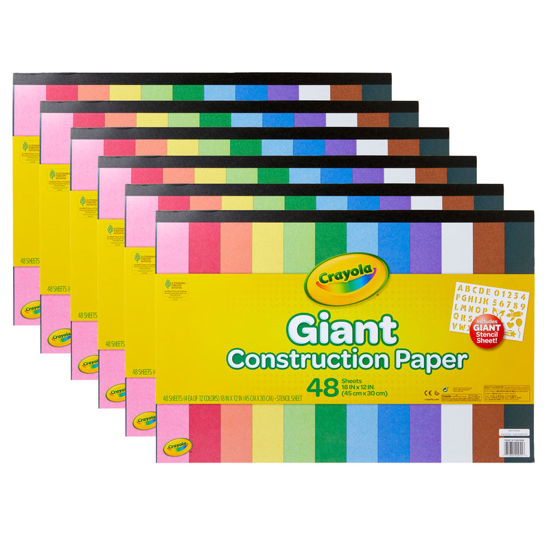 (6 Pk) Giant Construction Paper W- Stencils