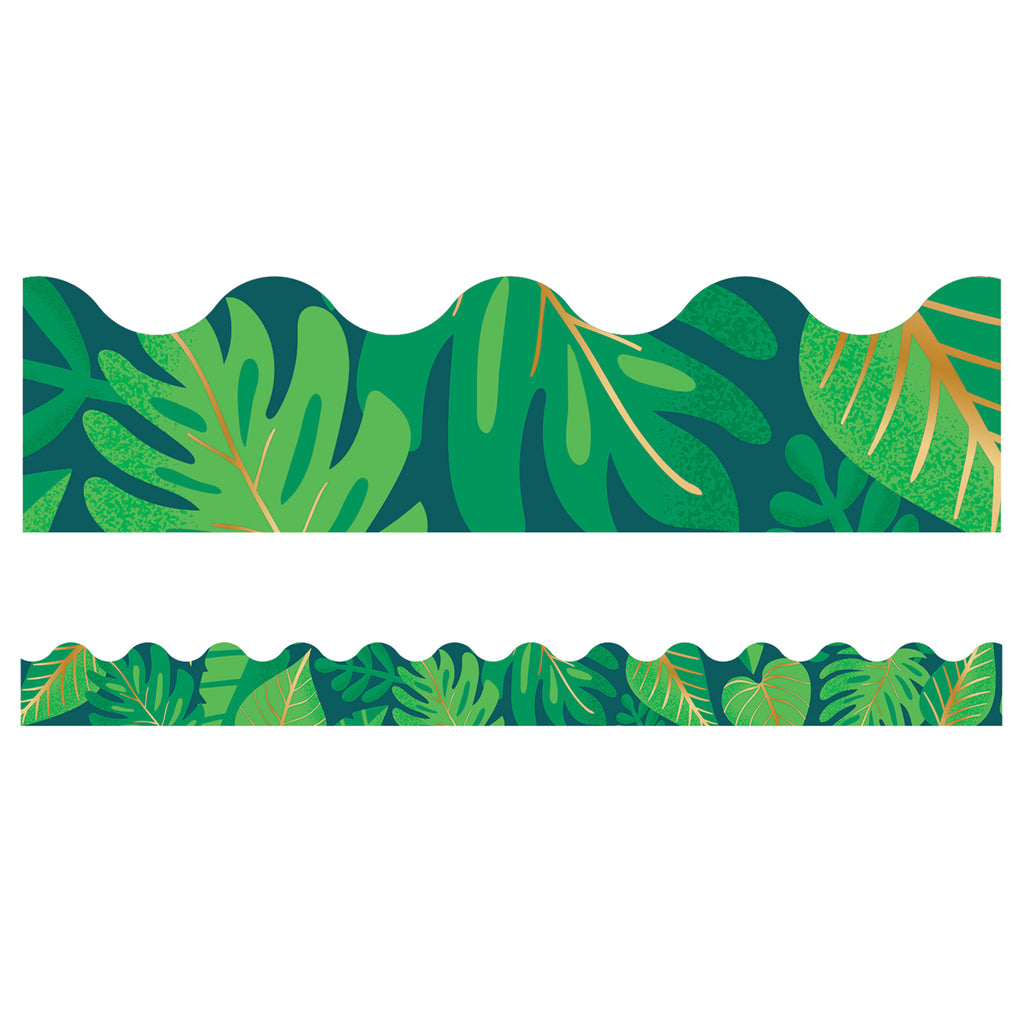Tropical Leaves Scalloped Borders One World