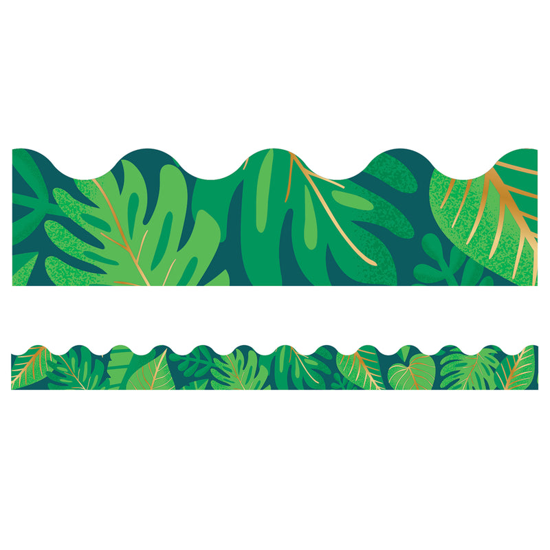 Tropical Leaves Scalloped Borders One World