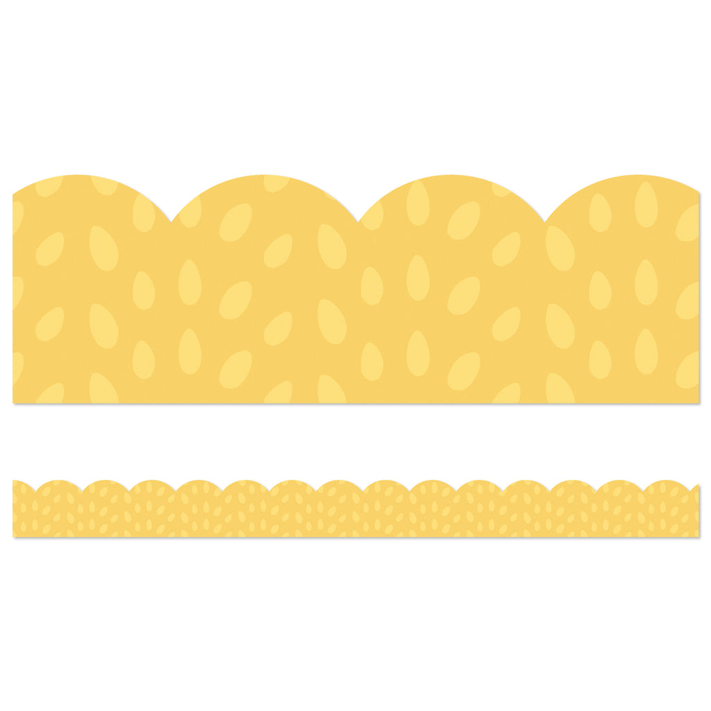 Yellow W/painted Dots Scallop Bordr Grow Together