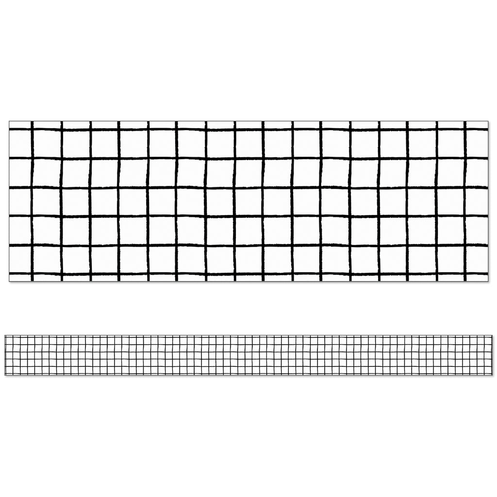 Creatively Inspired Black & White Grid Straight Borders, 36 Feet