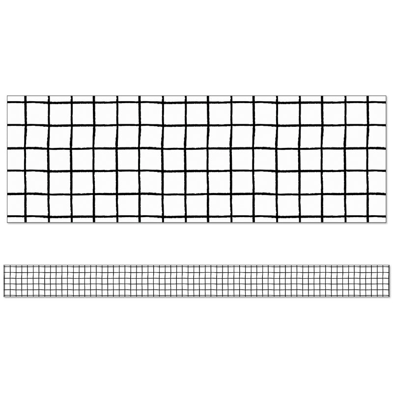 Creatively Inspired Black & White Grid Straight Borders, 36 Feet
