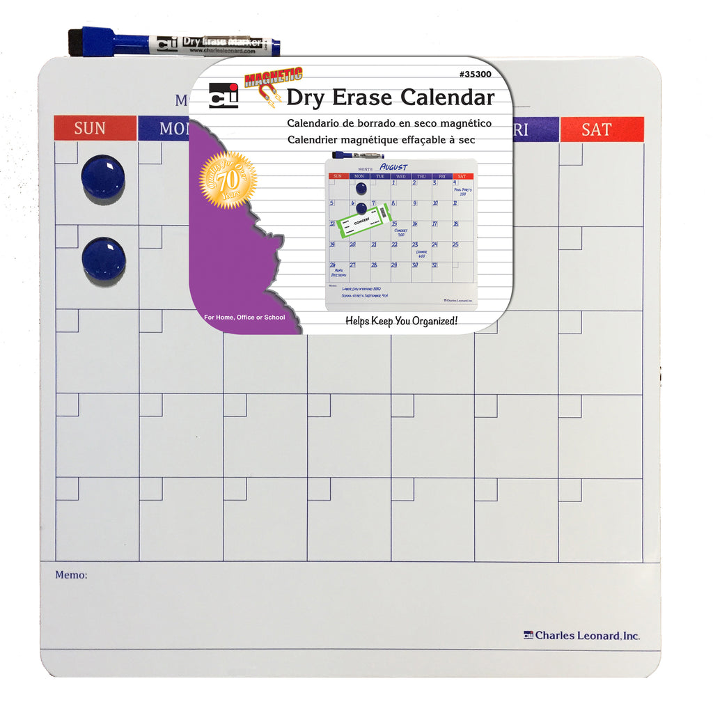 Magnetic Dry Erase Calendar 6 Each