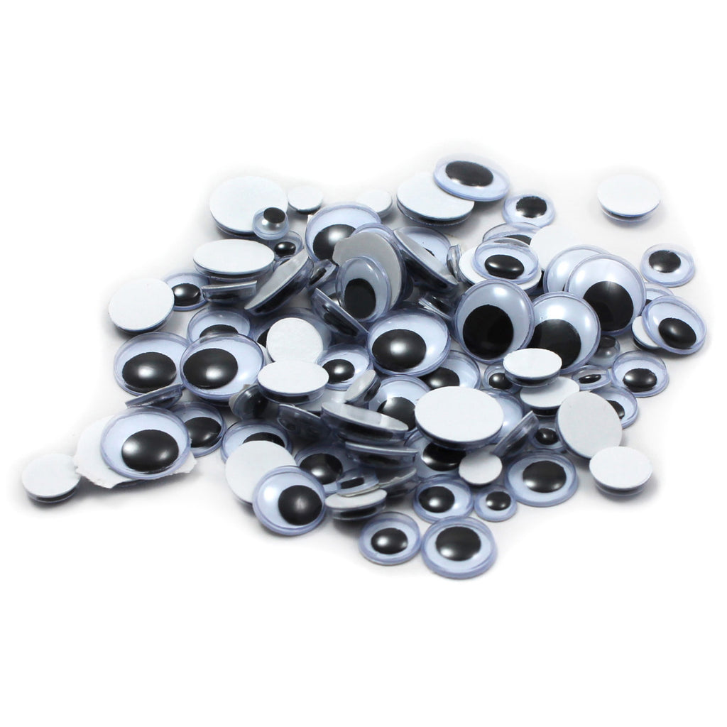 Wiggle Eyes Peel N Stick Black Asst Sizes 100ct