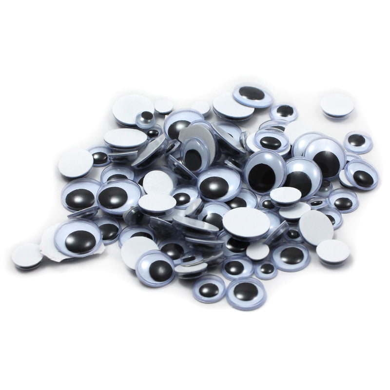 Wiggle Eyes Peel N Stick Black Asst Sizes 100ct