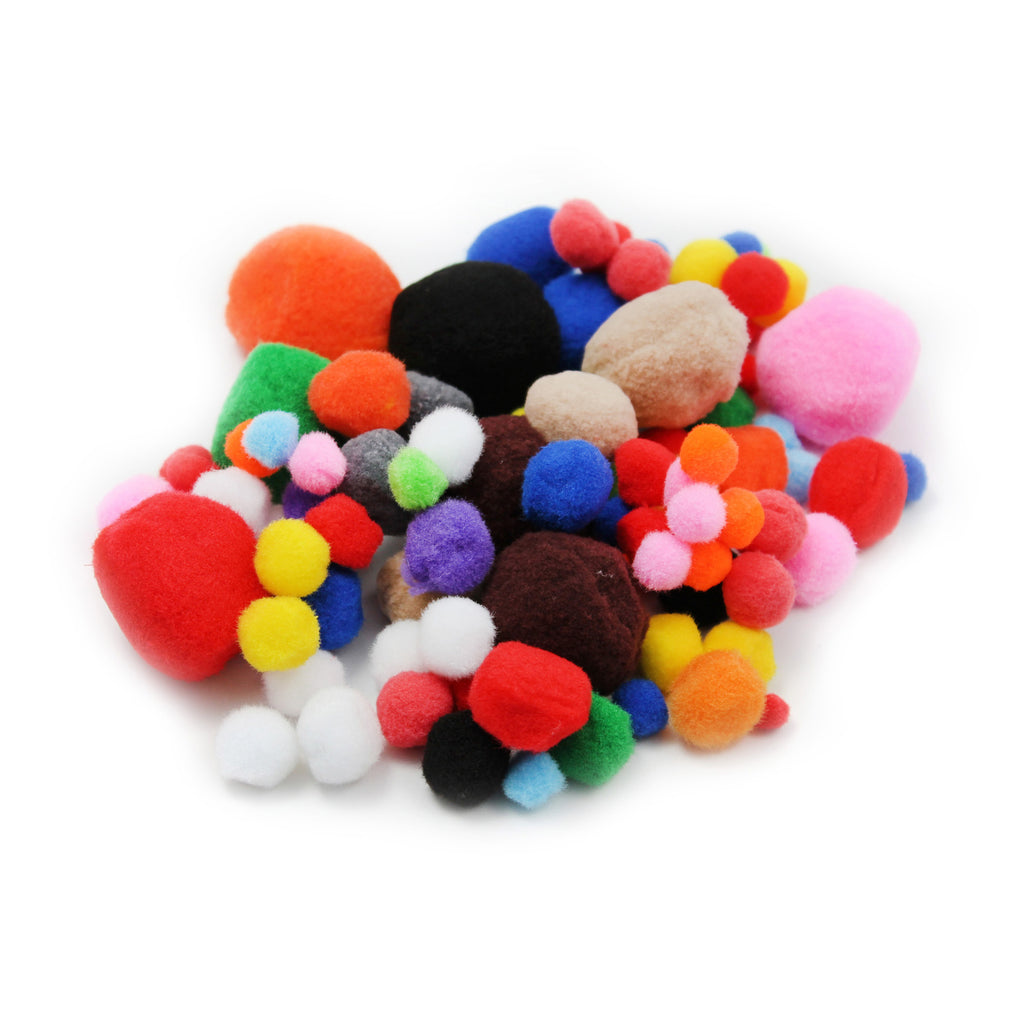 Pom Poms Asst Sizes & Colors 100ct