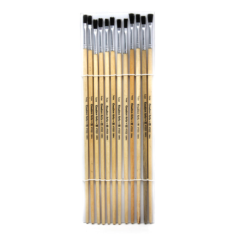 Brushes Easel Flat 1-4in Bristle 12ct