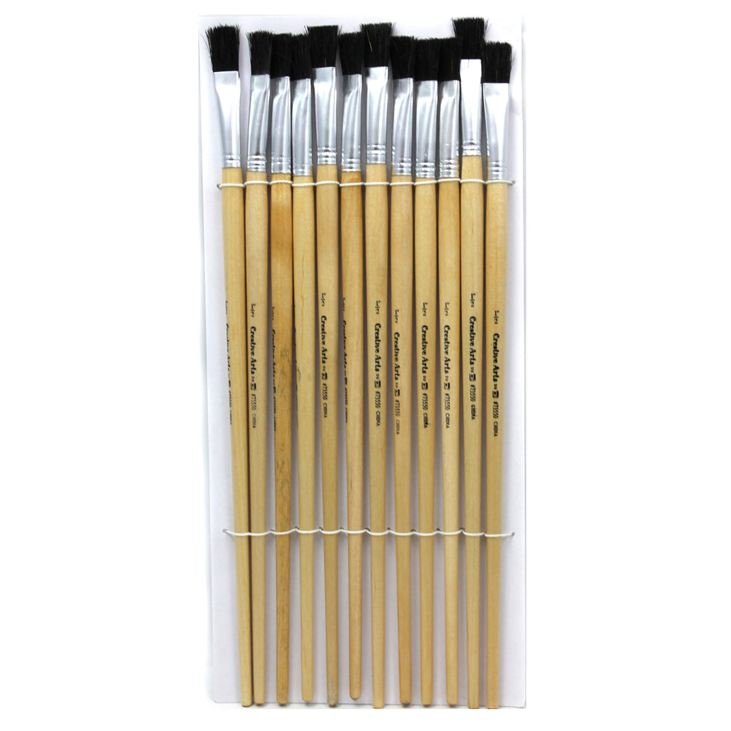(3 St) Brushes Easel Flat 1-2in Bristle 12 Per Set