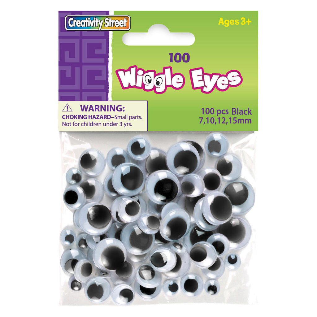 Wiggle Eyes Asst Size Black 100-pk