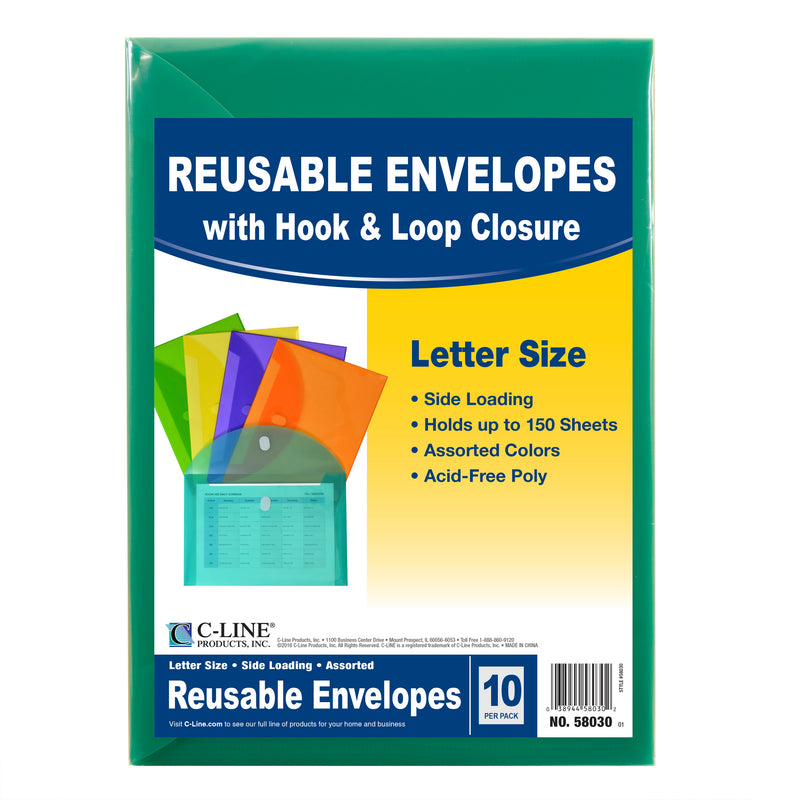 Xl Reusable Envelopes 10 Pk With Hook & Loop Closure