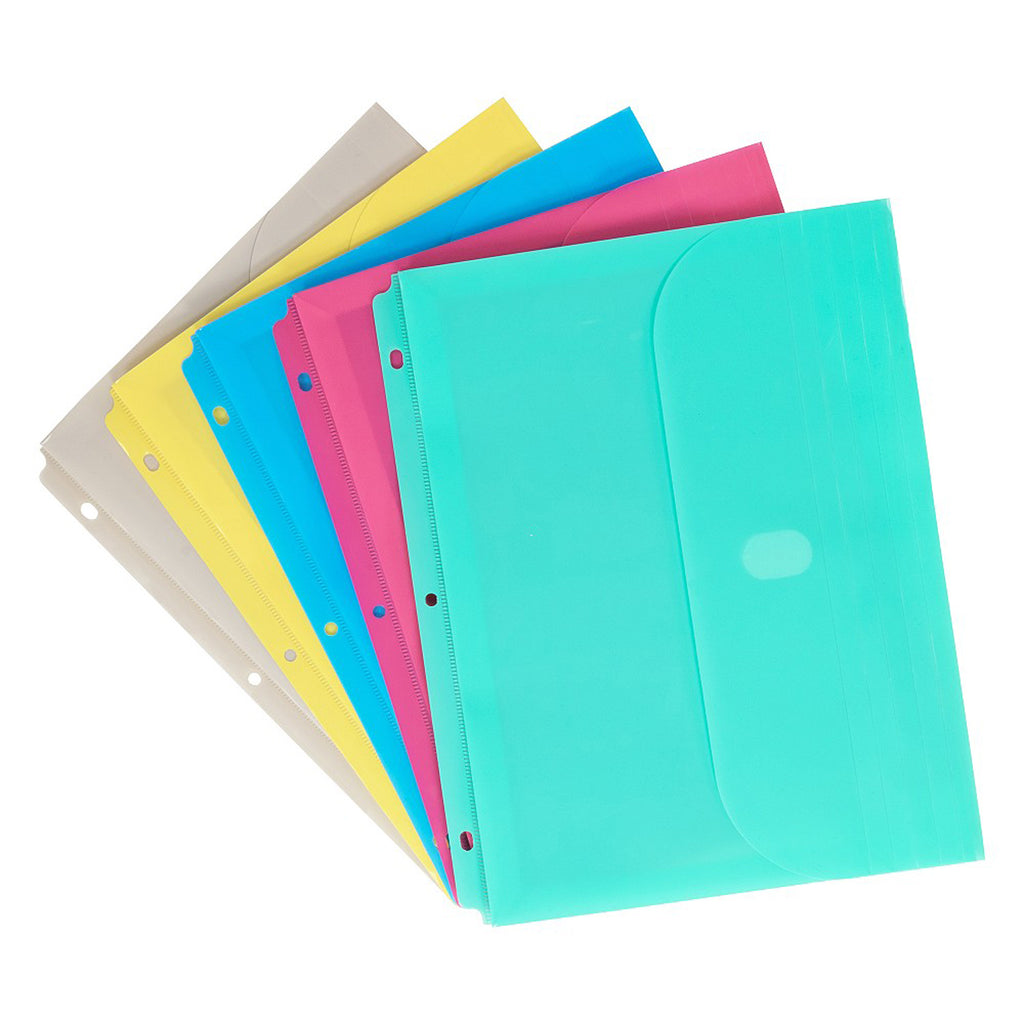 Binder Pocket W-hook & Loop Closure Assorted Colors