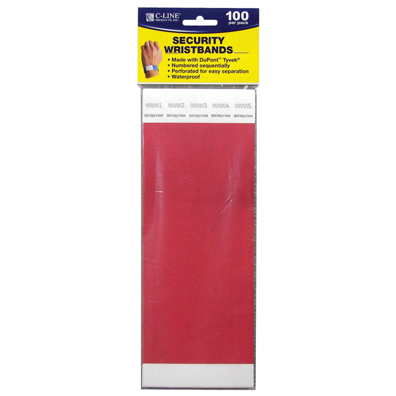 C Line Dupont Tyvek Red Security Wristbands 100pk