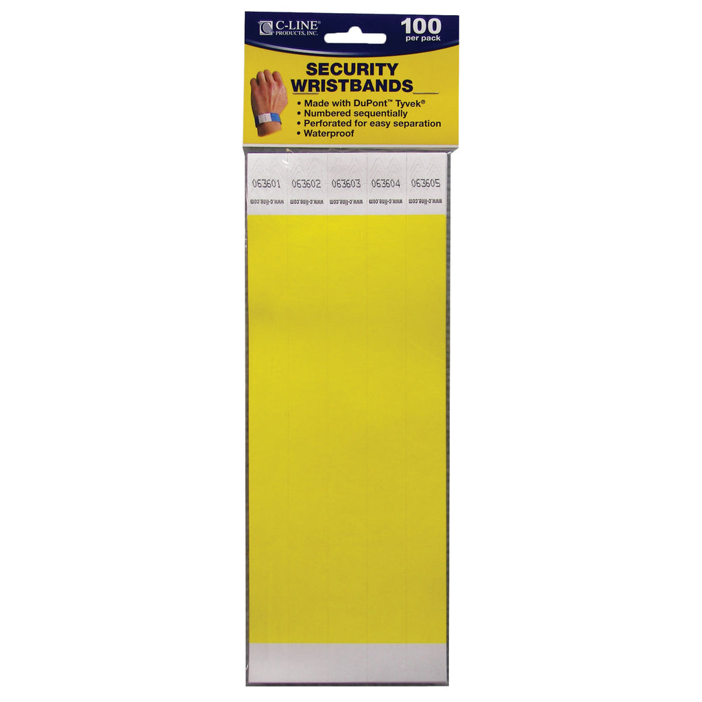C Line Dupont Tyvek Yellow Security Wristbands 100pk