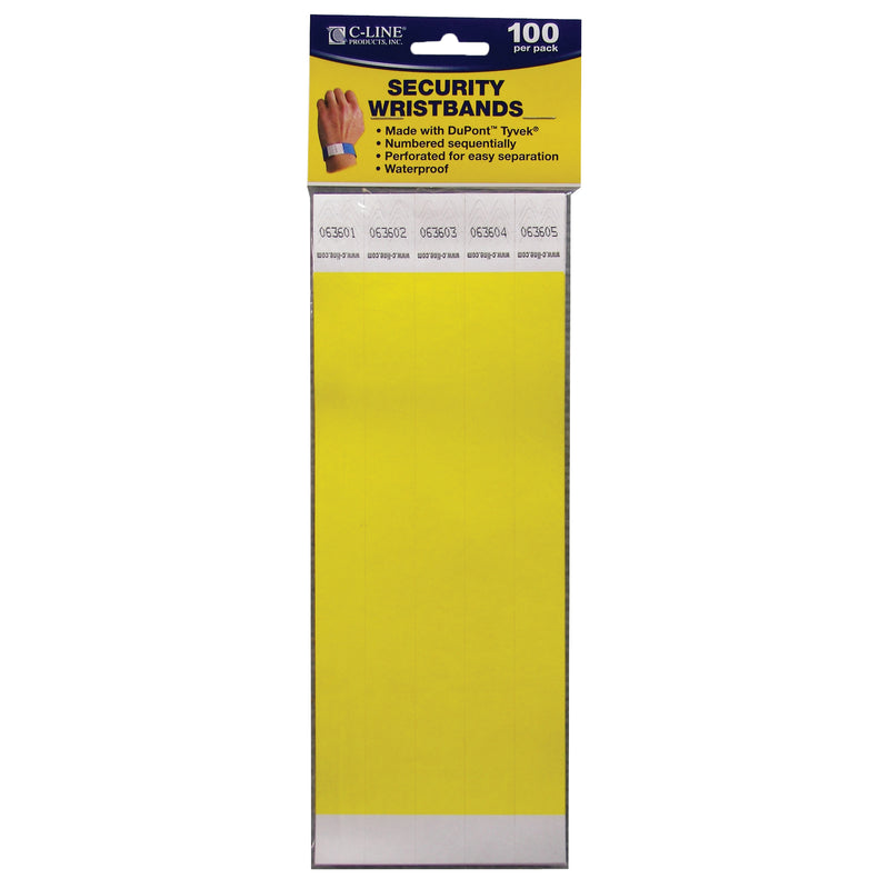 C Line Dupont Tyvek Yellow Security Wristbands 100pk