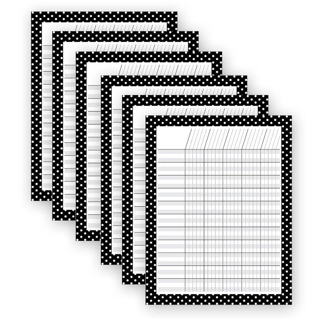 (6 Ea) Incentive Chart Blk Wht Dots