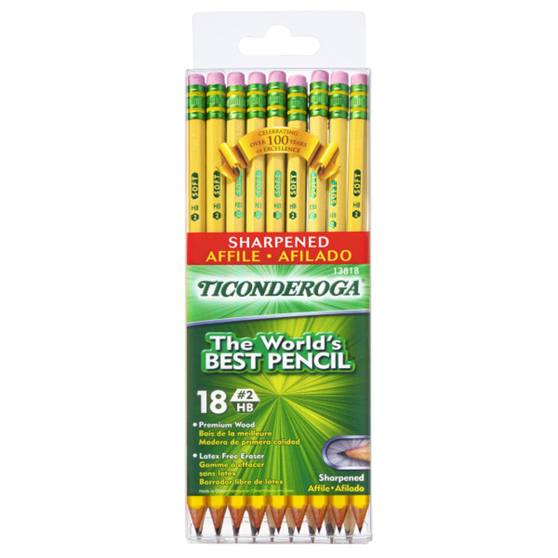 Pencils Soft Yellow Presharp 18pk Ticonderoga