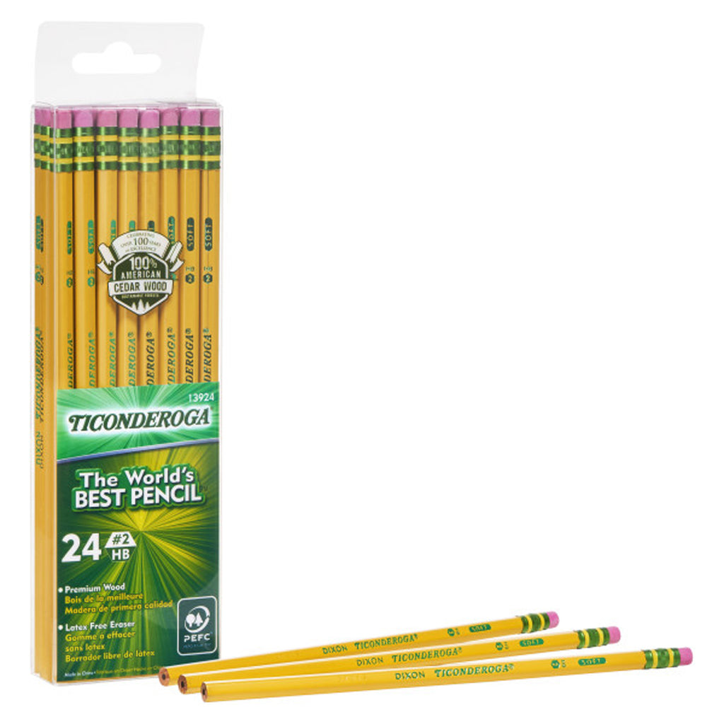 Pencils No 2 Soft Yellow Pack Of 24 Ticonderoga Unsharpened