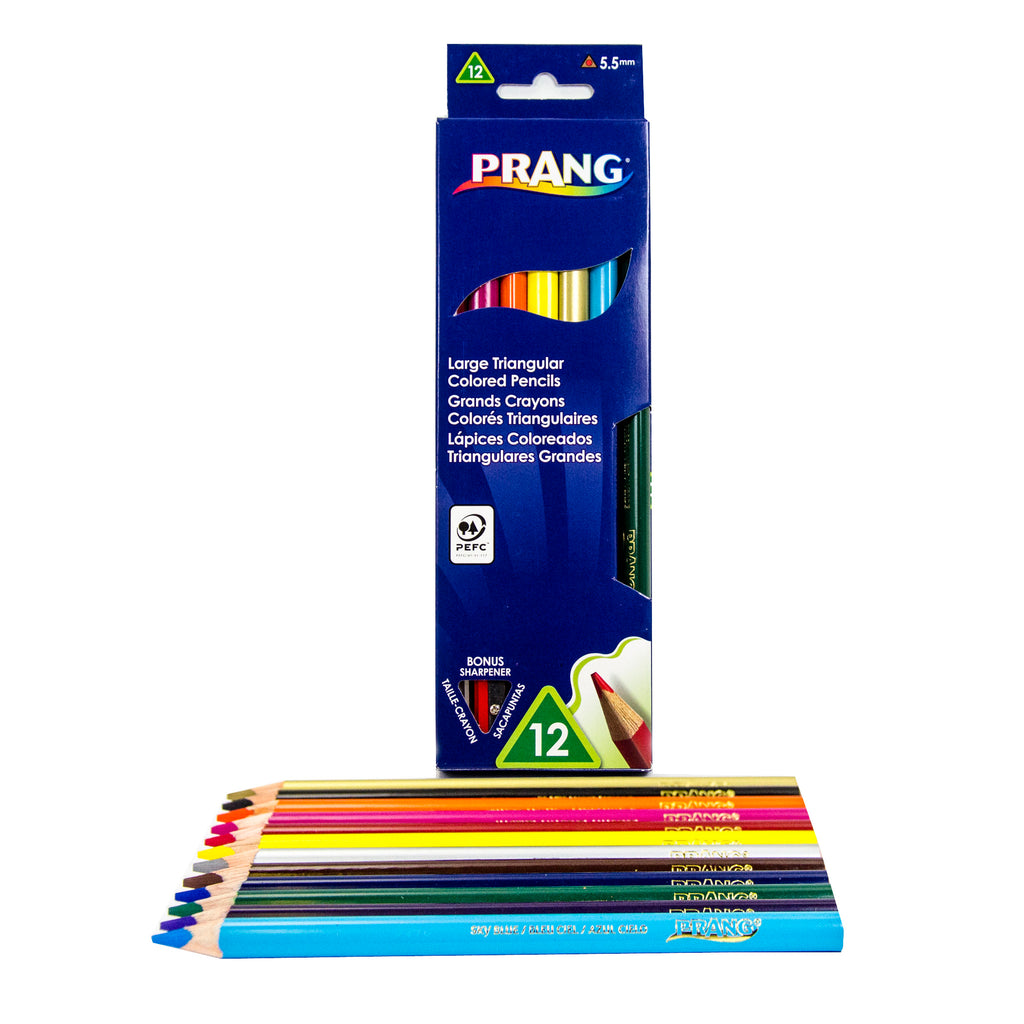 Prang® Large Triangular Colored Pencils, 12 color set