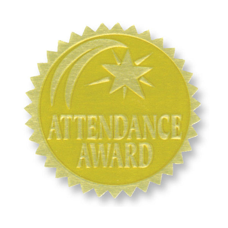 Gold Foil Embossed Seals Attendance Award