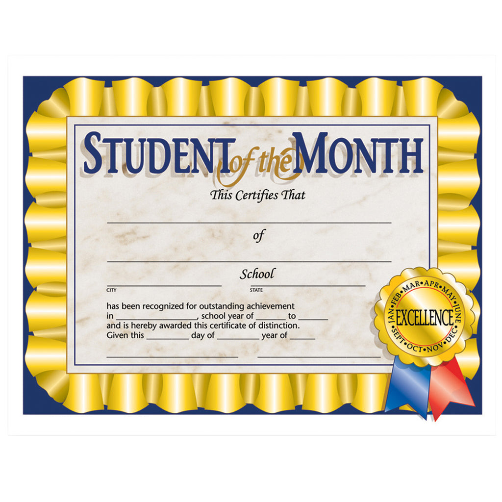 Student Of The Month 30-pk 8.5 X 11 Certificates