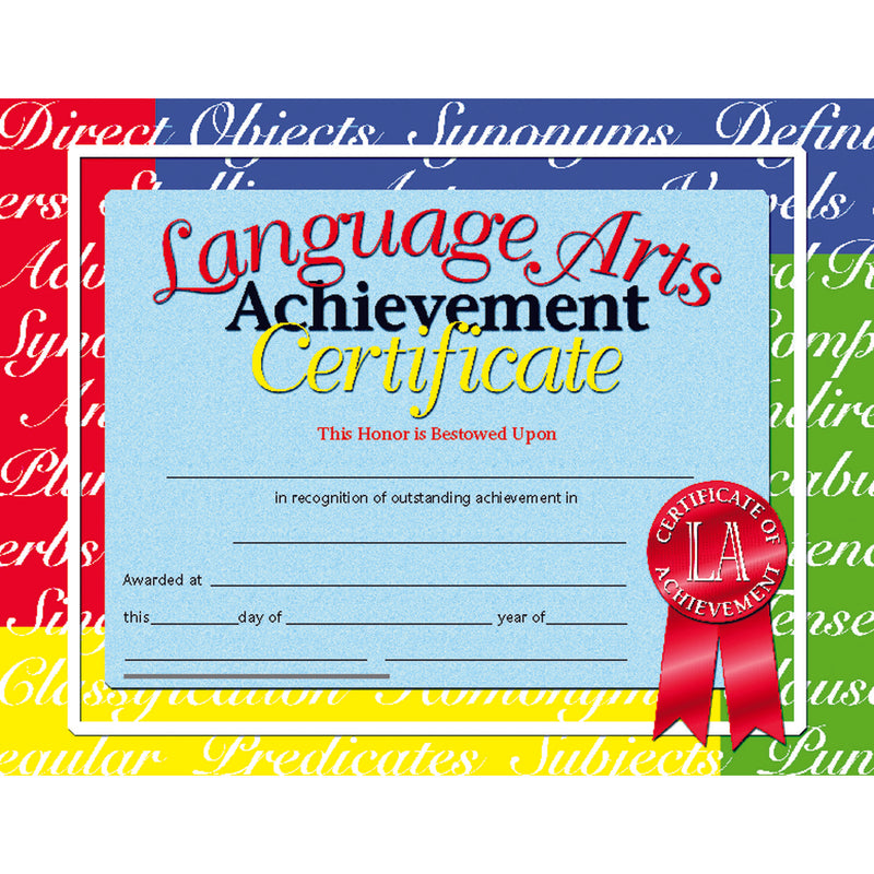 Certificates Language Arts 30-pk 8.5 X 11 Inkjet Laser