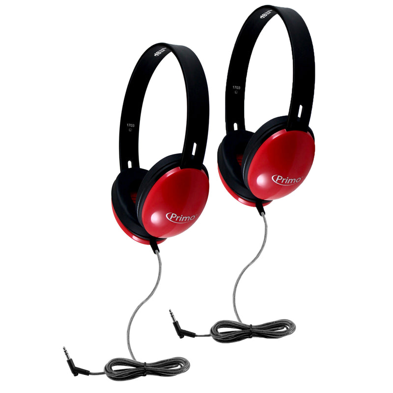 (2 Ea) Primo Stereo Headphones Red