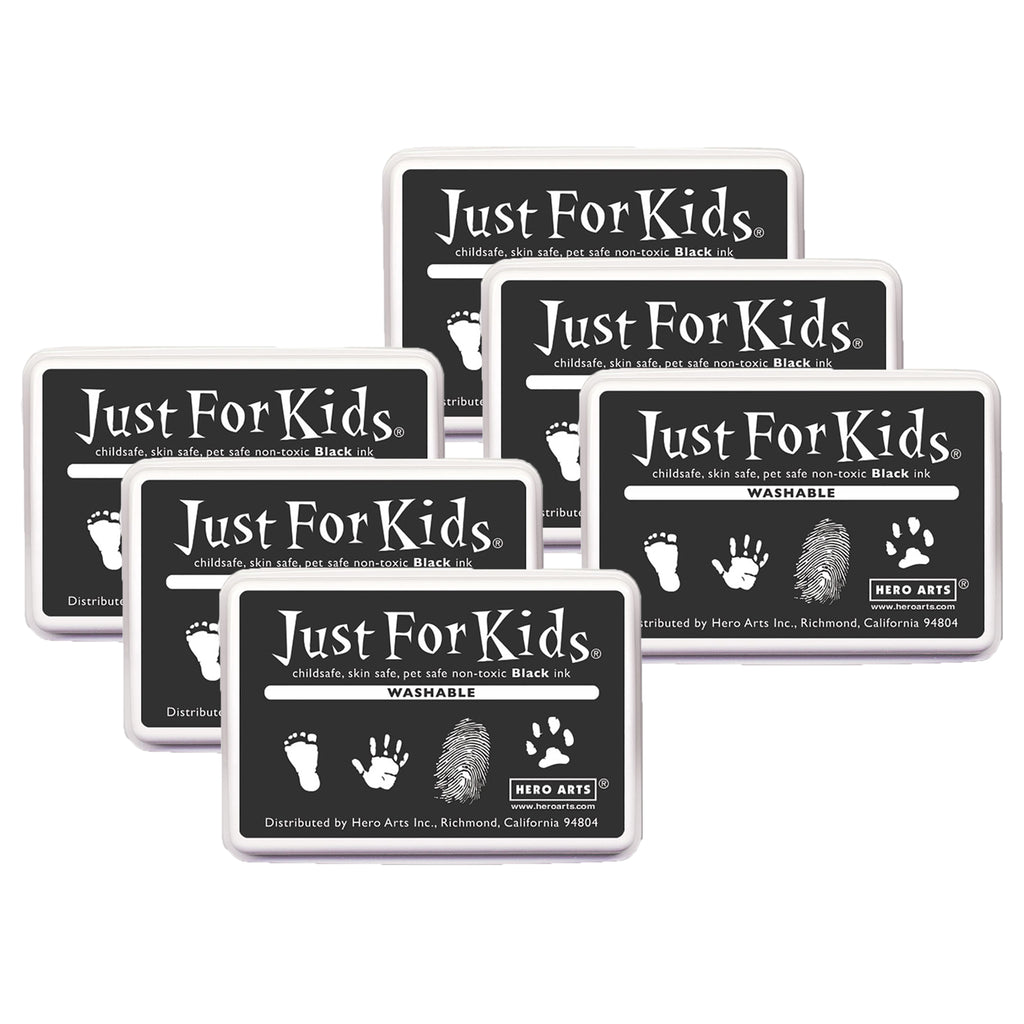 (6 Ea) Just For Kids Washable Black Stamp Pad