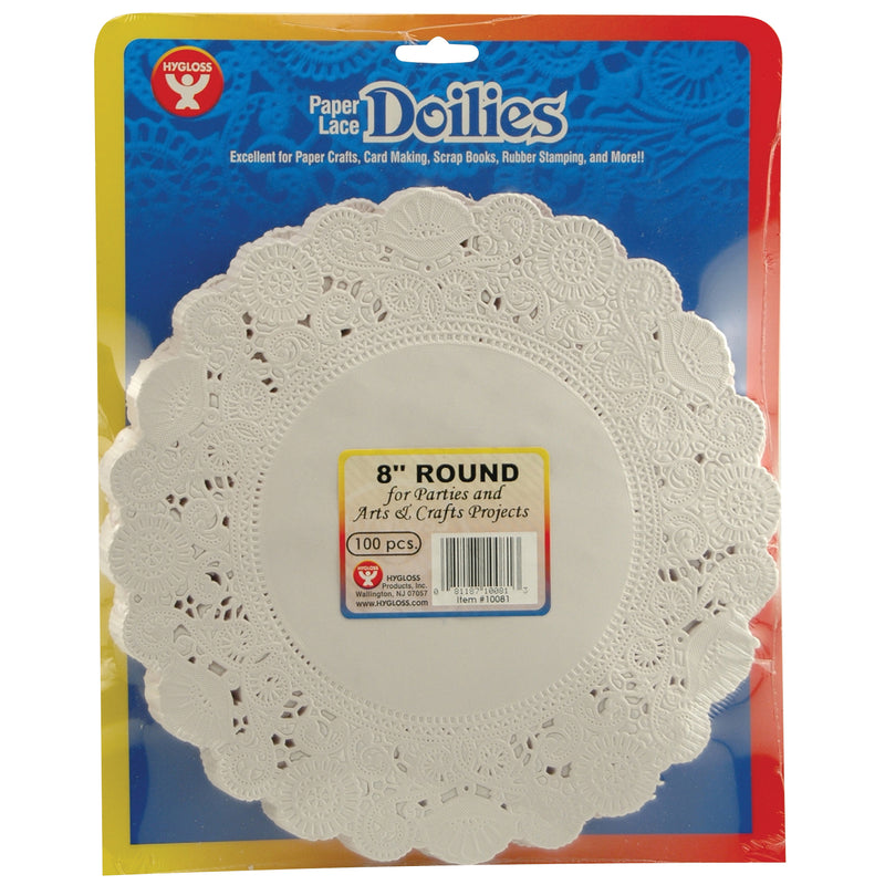 Doilies 8 White Round 100-pk