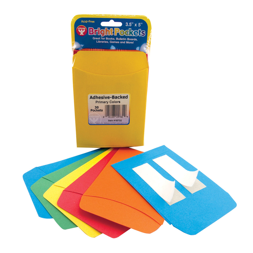 Pressure Sensitive Pockets 30pk Primary Colors