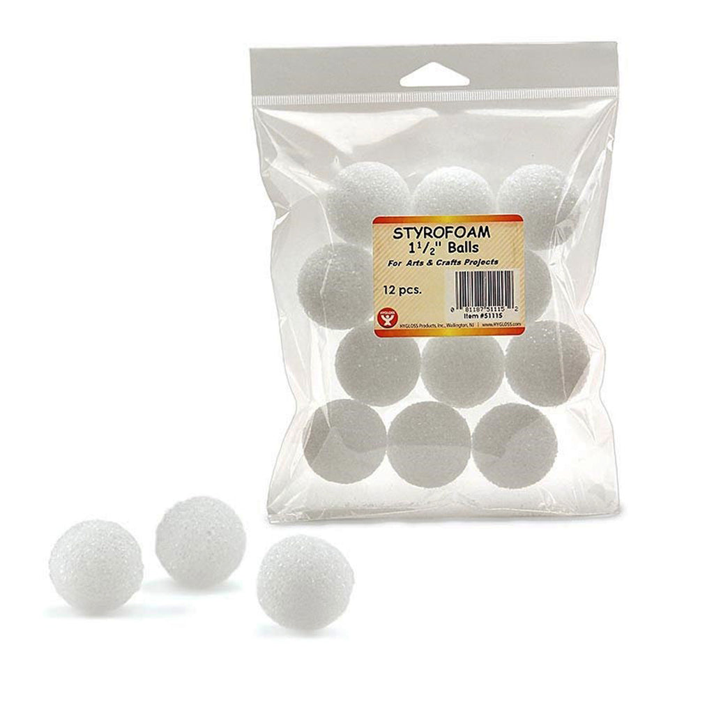 Styrofoam 1 1-2in Balls 12 Pack