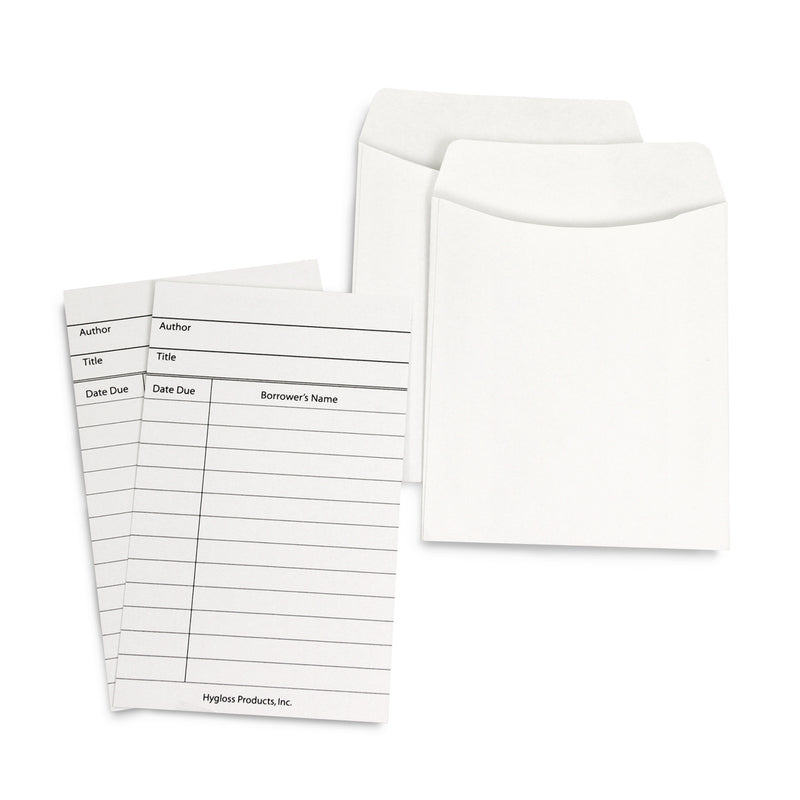 Library Cards & Pockets White 30pk