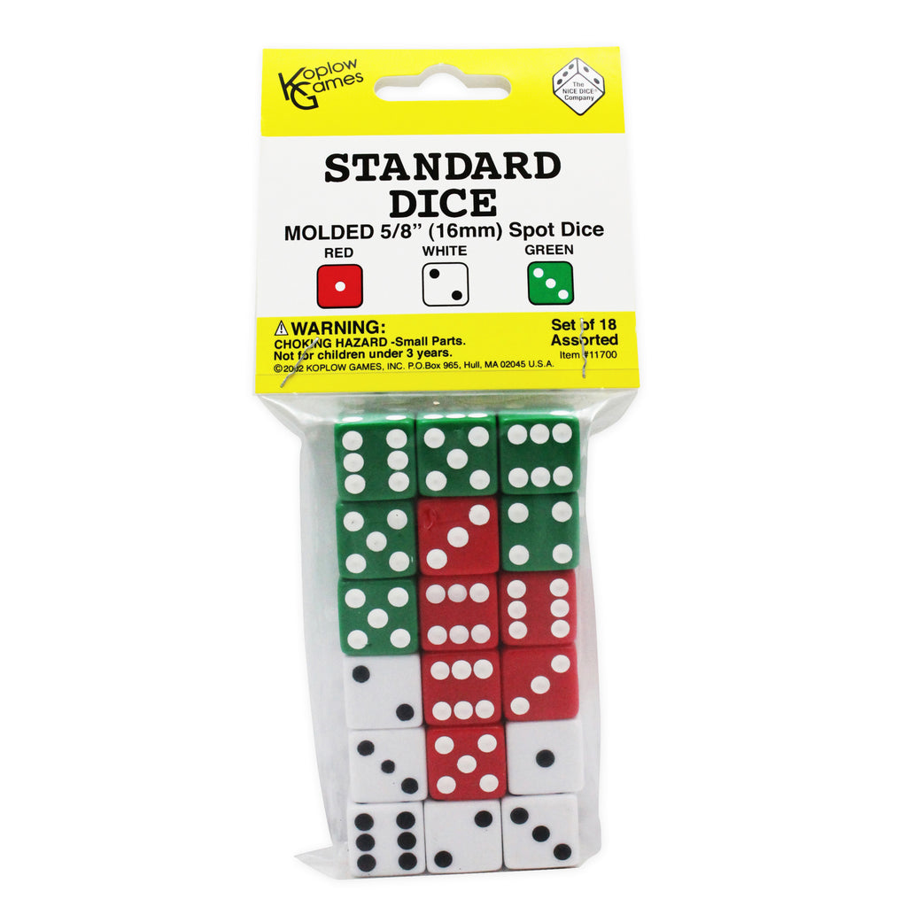 Dot Dice 6 Each Of Red White & Green