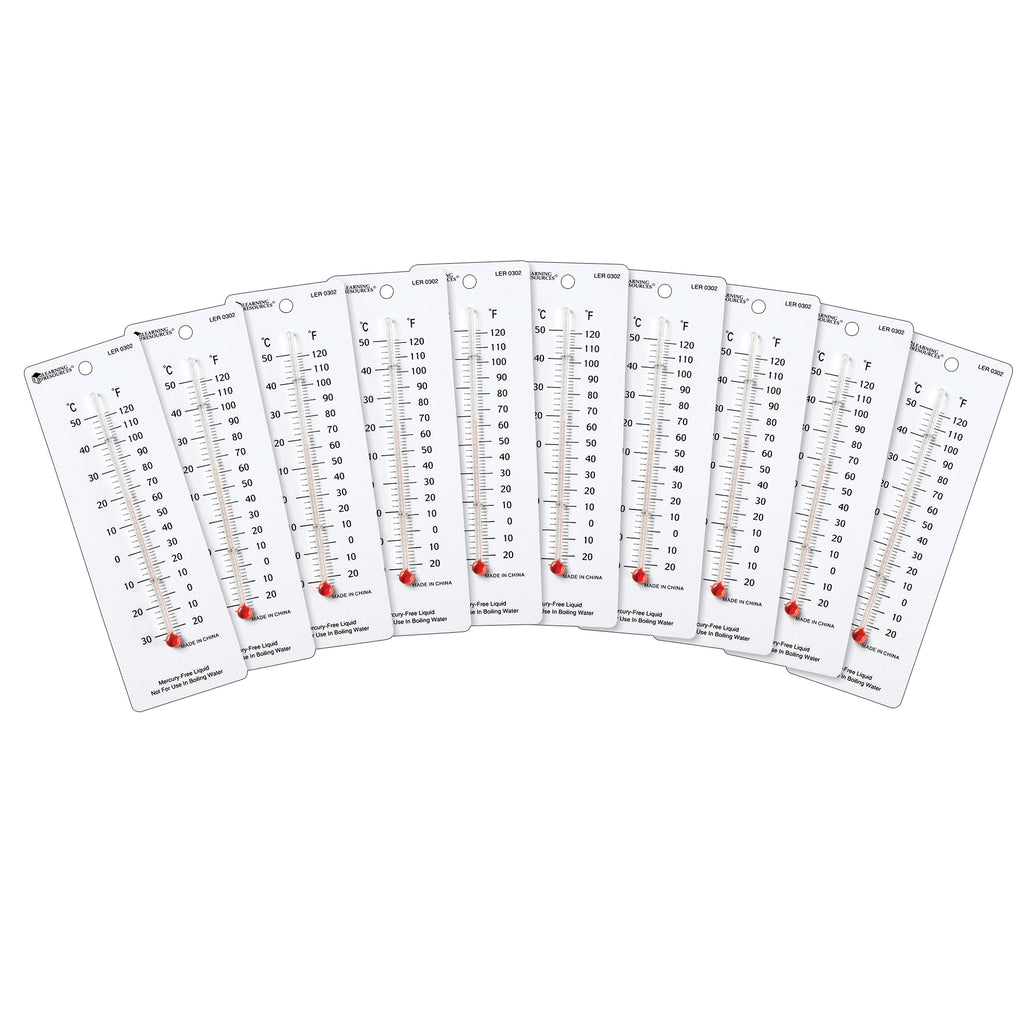 Student Thermometers 10-pk 2 X 6 Plastic Backing