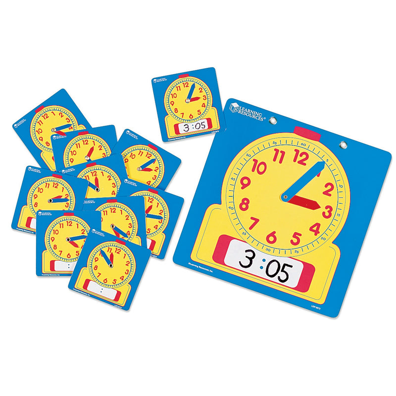 Write-on-wipe-off Clocks 10-pk Student 4-1-2 Square