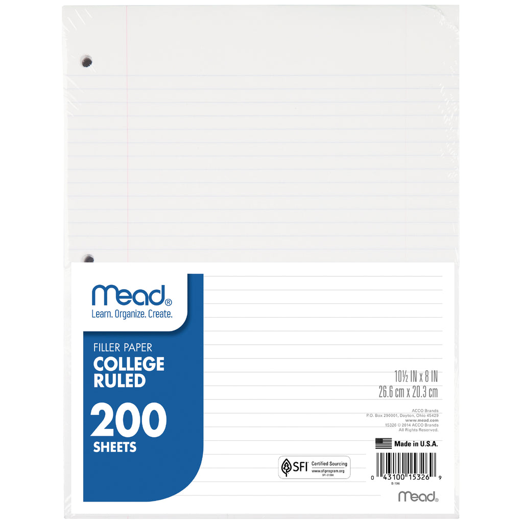 (3 Pk) Paper Filler College Ruled 10.5x8 200sht