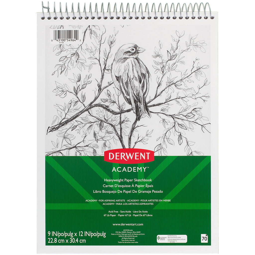 Wirebound Sketchbook 9x12 Derwent Academy 70 Pages