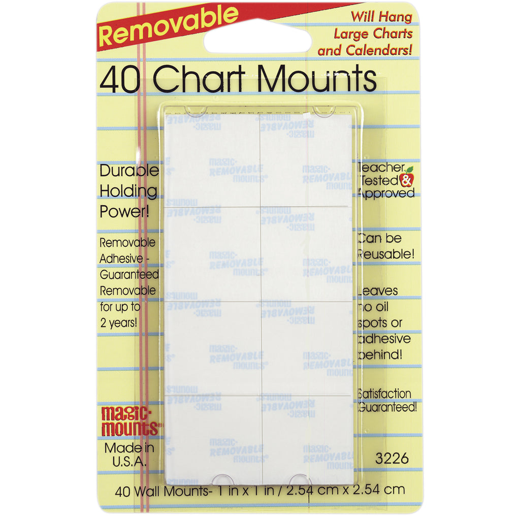 Magic Mounts Chart Mounts 1in X 1in Pack Of 40
