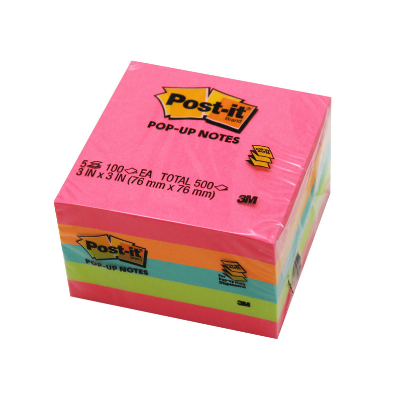 Pop-up Notes 3x3 100sht-pk 5pd-pk Neon