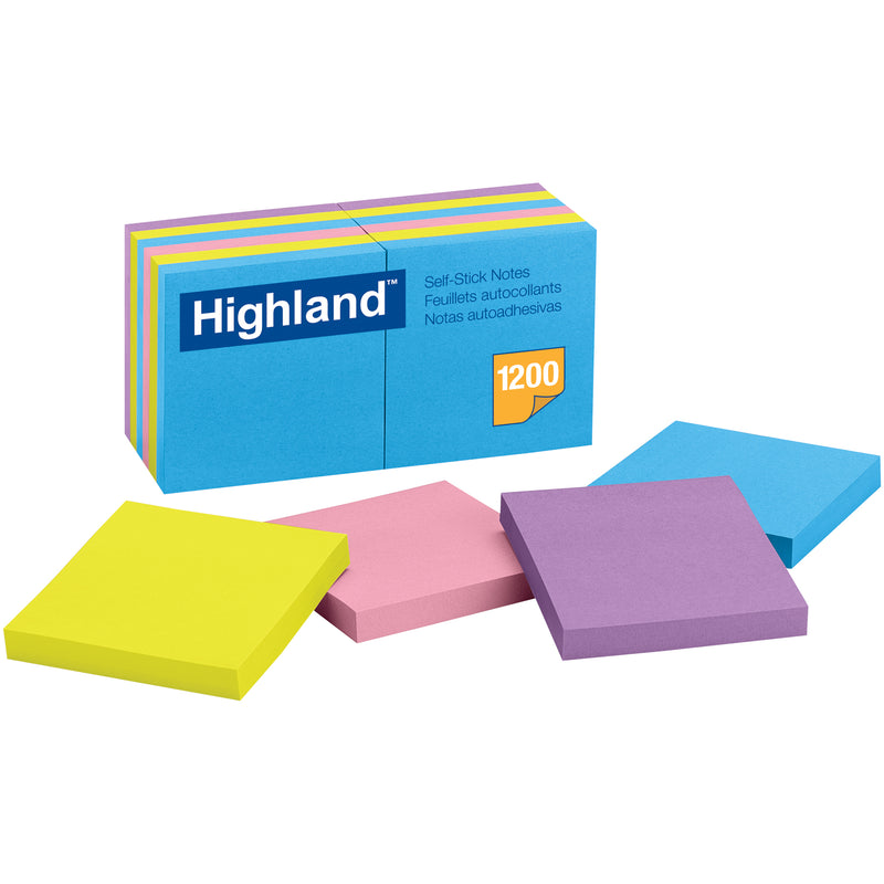 Highland Self-stick 12 Pads 3 X 3 Removable Notes