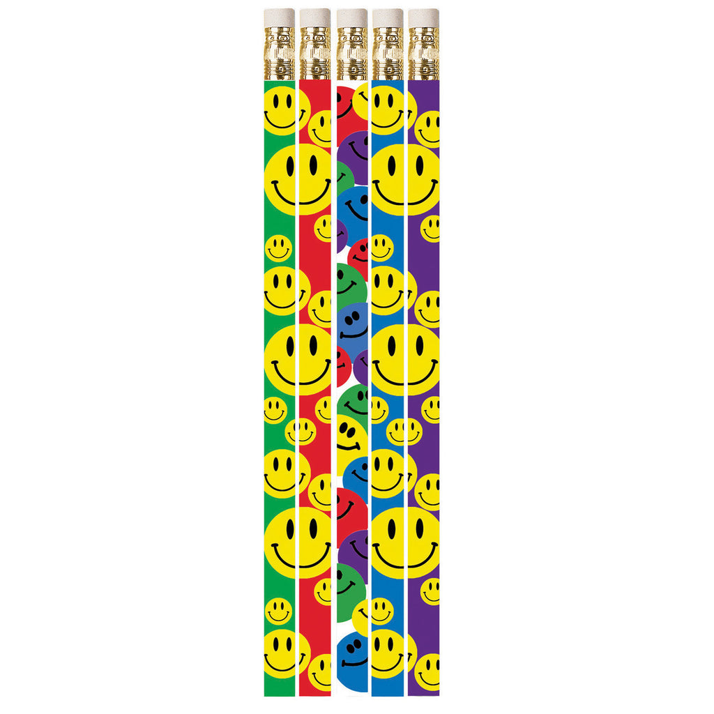 Happy Face Asst 12pk Motivational Fun Pencils