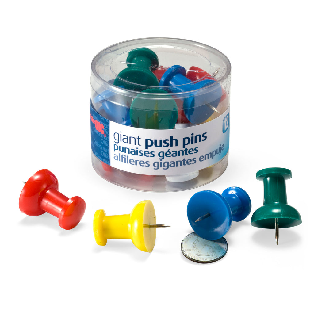 Officemate Giant Push Pins 12-tub
