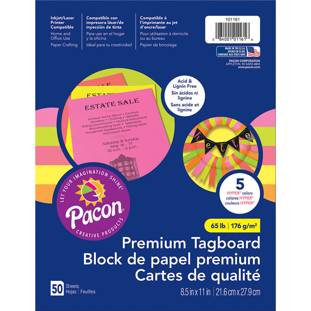 Hyper Premium Tagboard Assortment 50shts 8.5 X 11