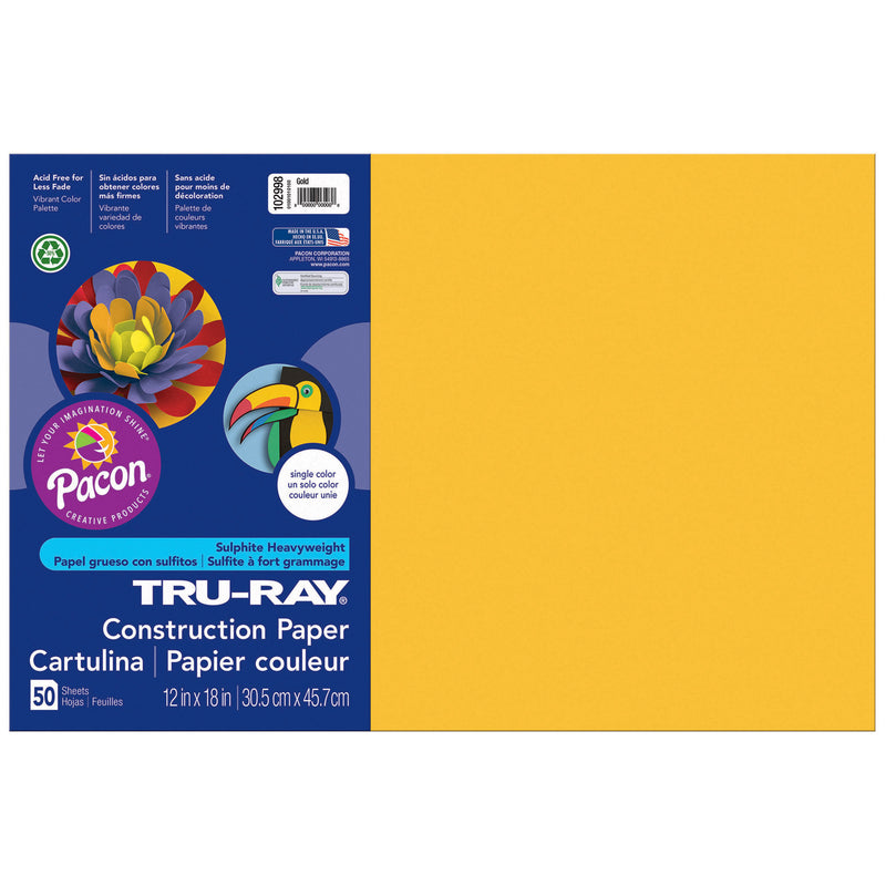 Tru Ray 12 X 18 Gold 50 Sht Construction Paper
